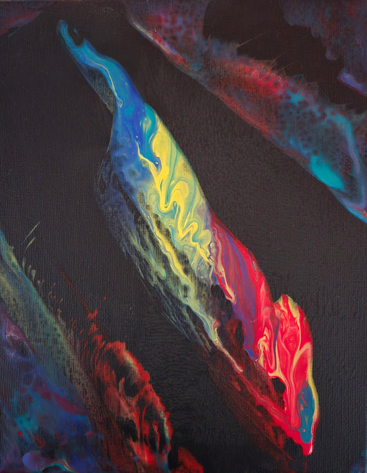 "Blurry Flame" - Original 8" x 10" abstract acrylic painting on canvas.
