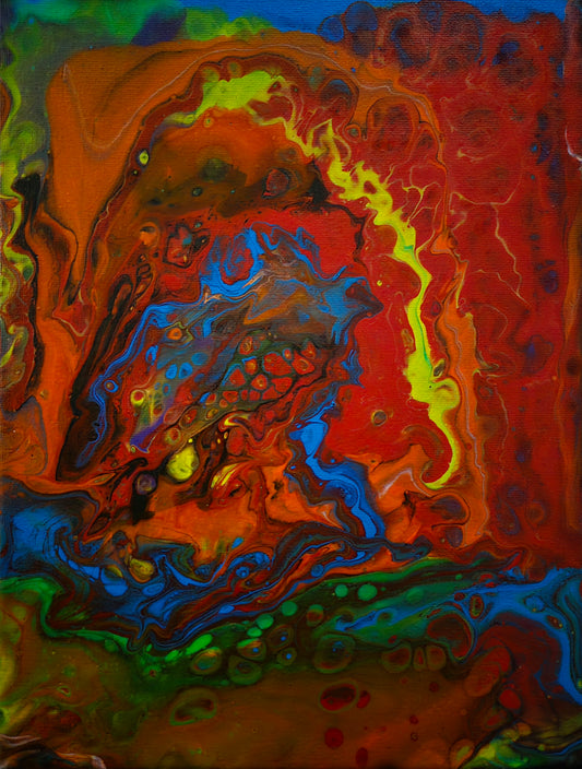 "Wyvern" - Original 9" x 12" acrylic painting on canvas.