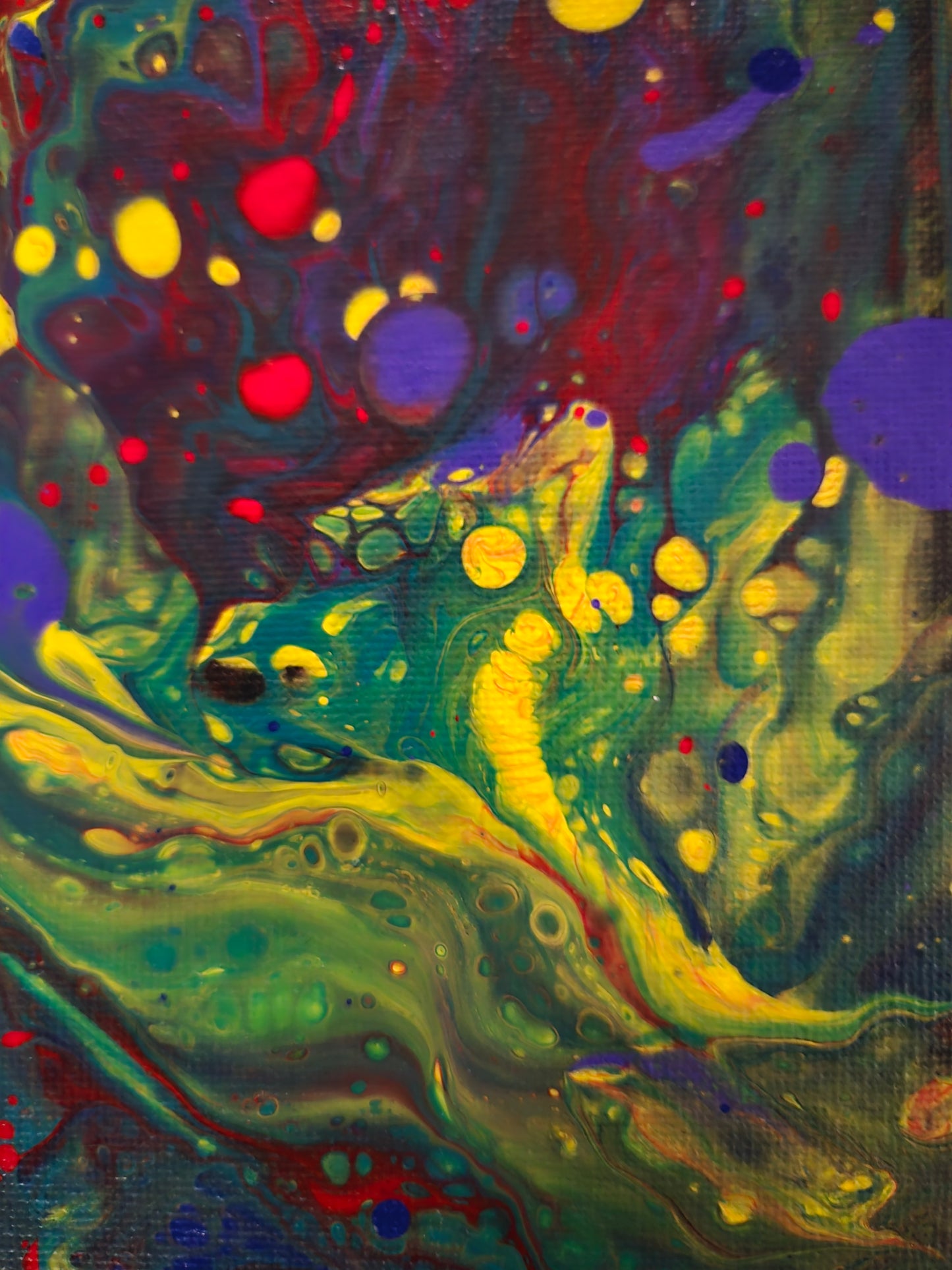 "Splottage"- 9" x 12" acrylic on stretched canvas.