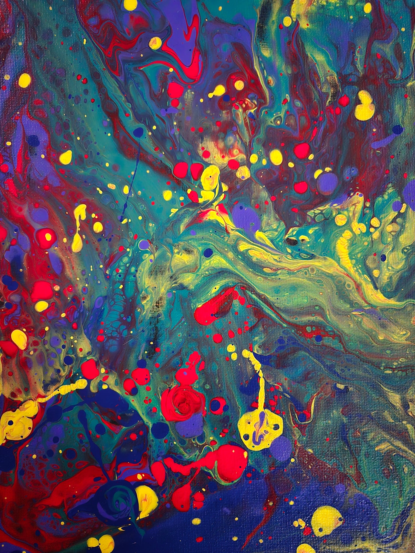 "Splottage"- 9" x 12" acrylic on stretched canvas.