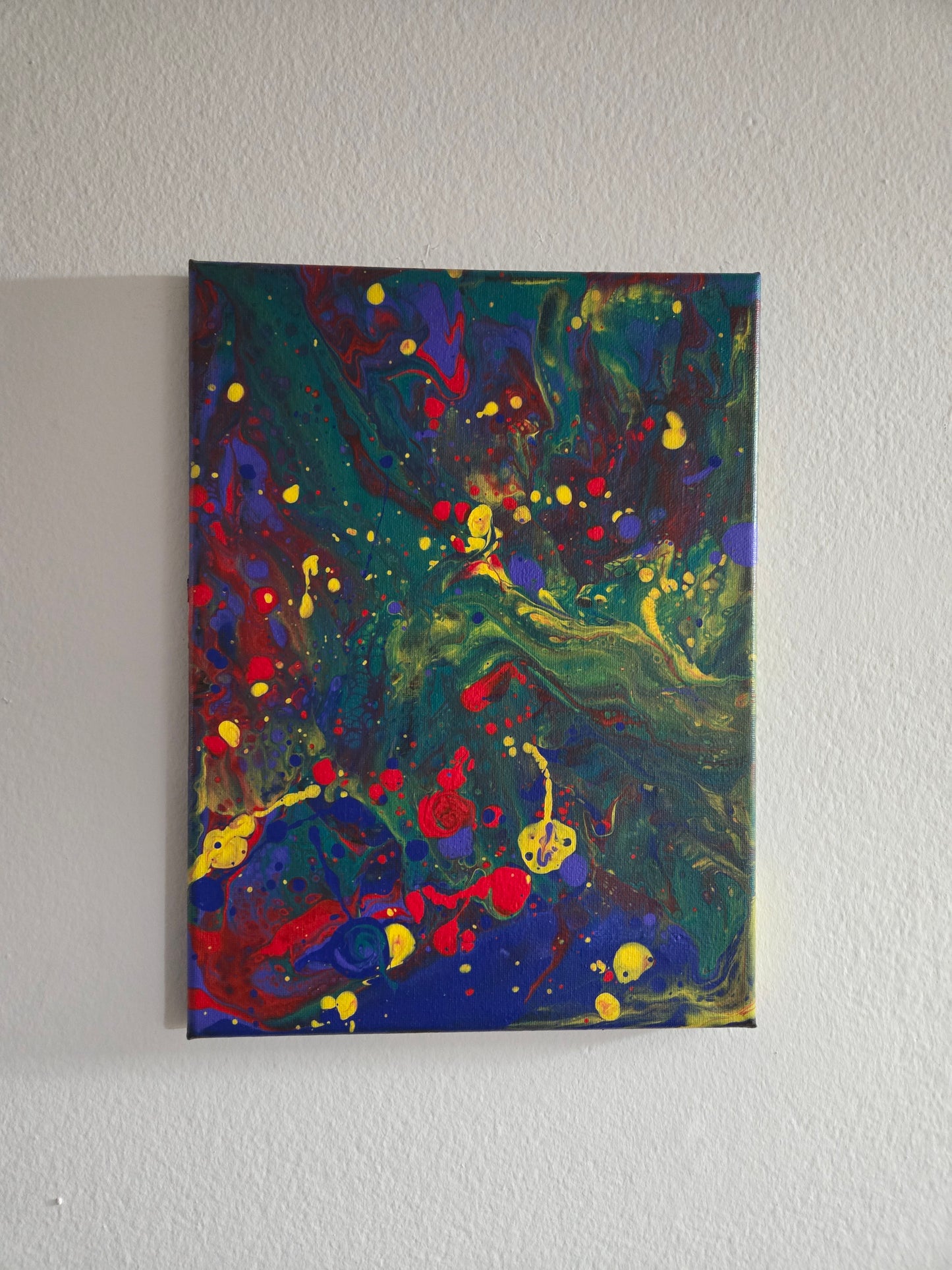 "Splottage"- 9" x 12" acrylic on stretched canvas.